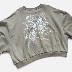 YoungLA Beige Oversized Crewneck Sweatshirt Size L Graphic Back 100% Cotton